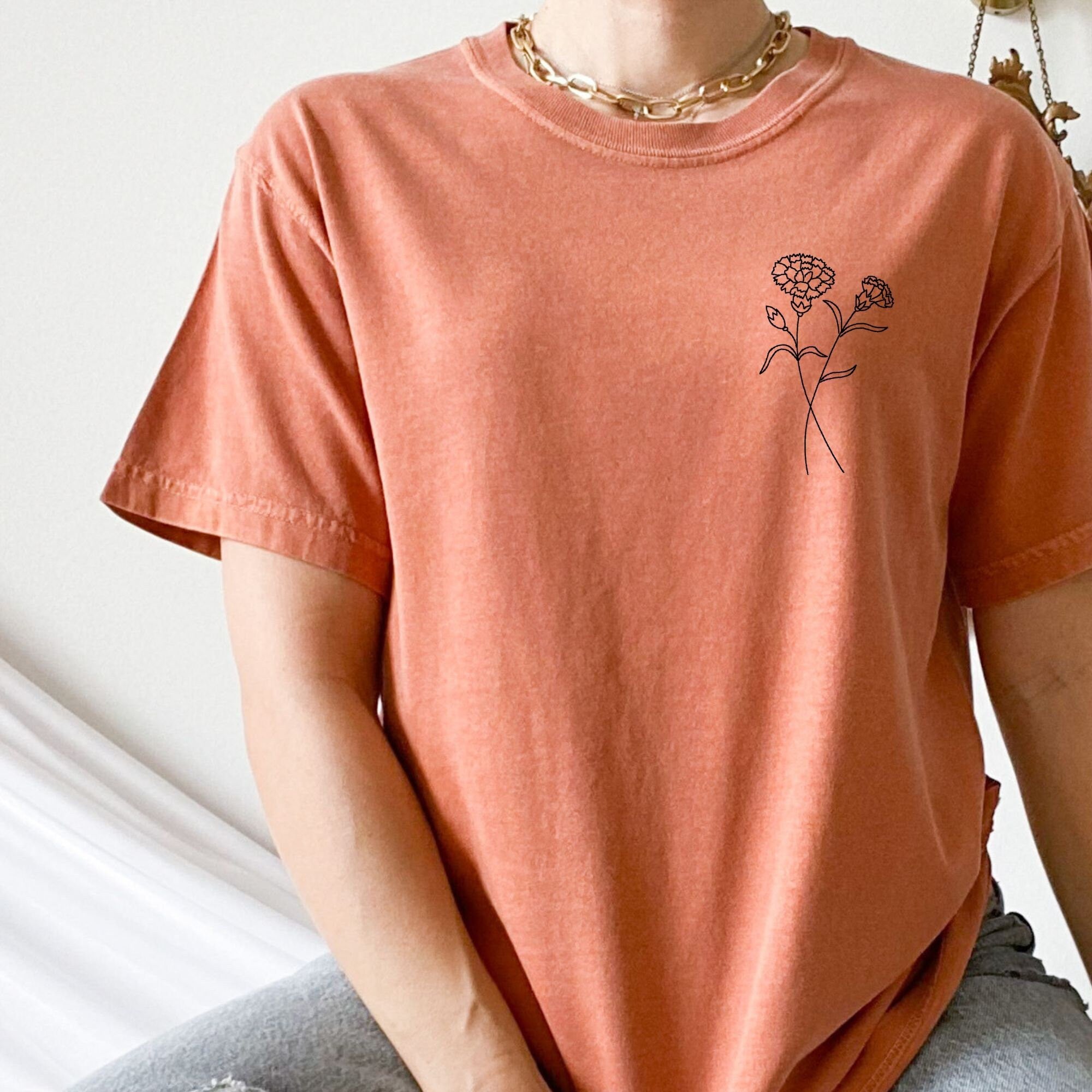 Embroidered Personalized Birth Flower Shirt
