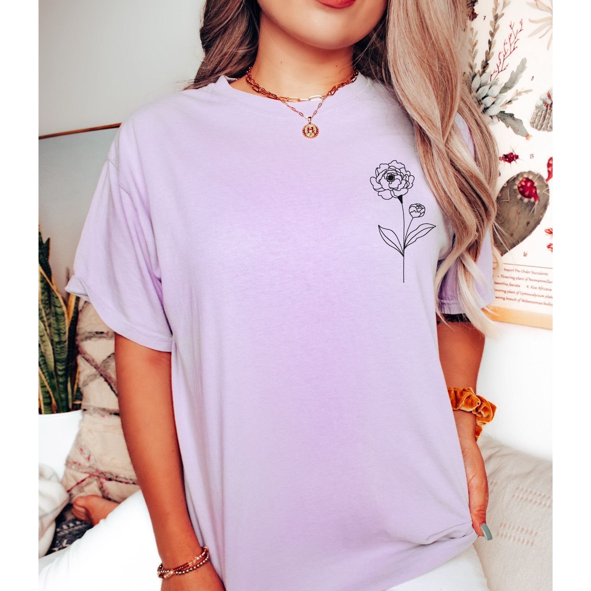 Embroidered Personalized Birth Flower Shirt