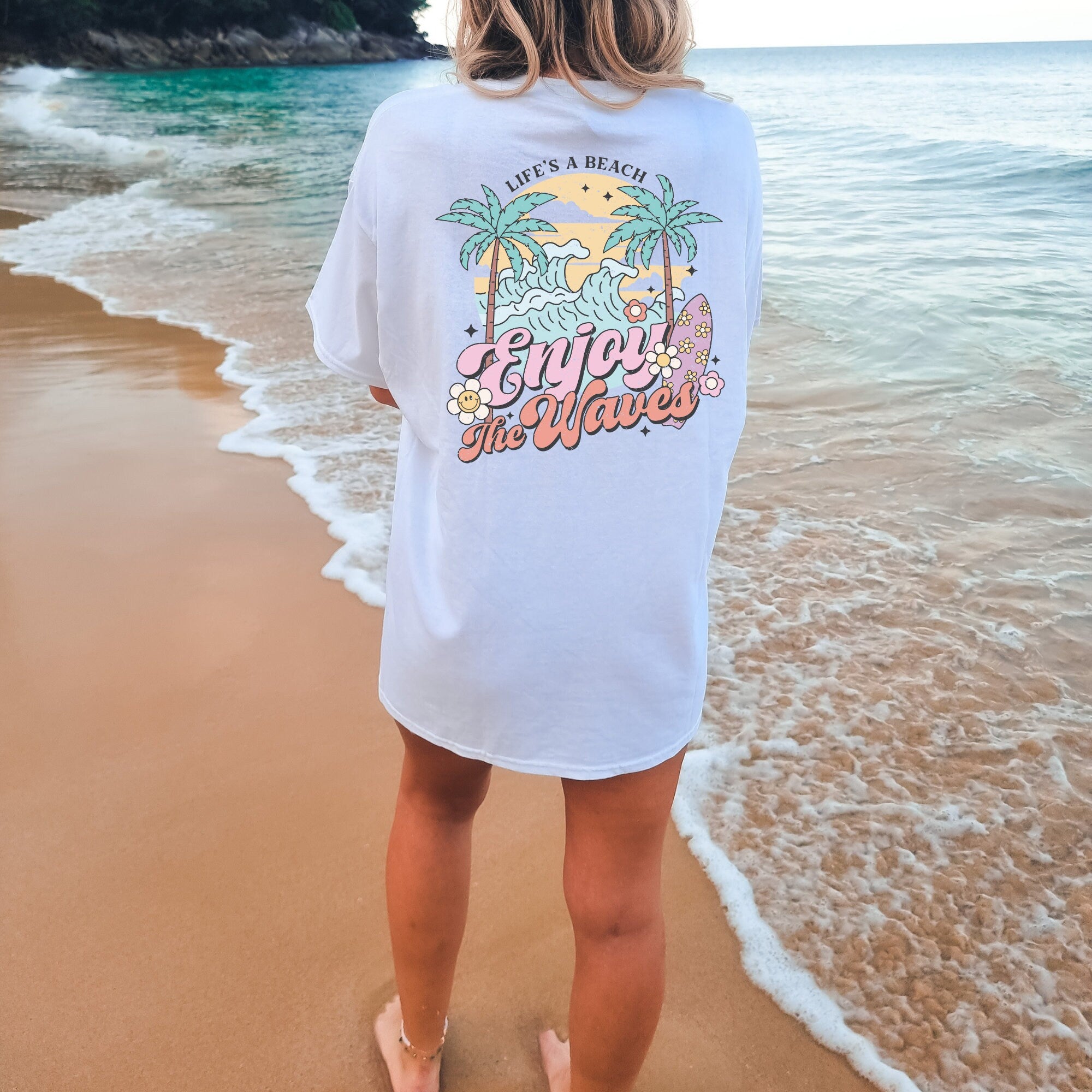 Enjoy the Waves Back Print Shirt