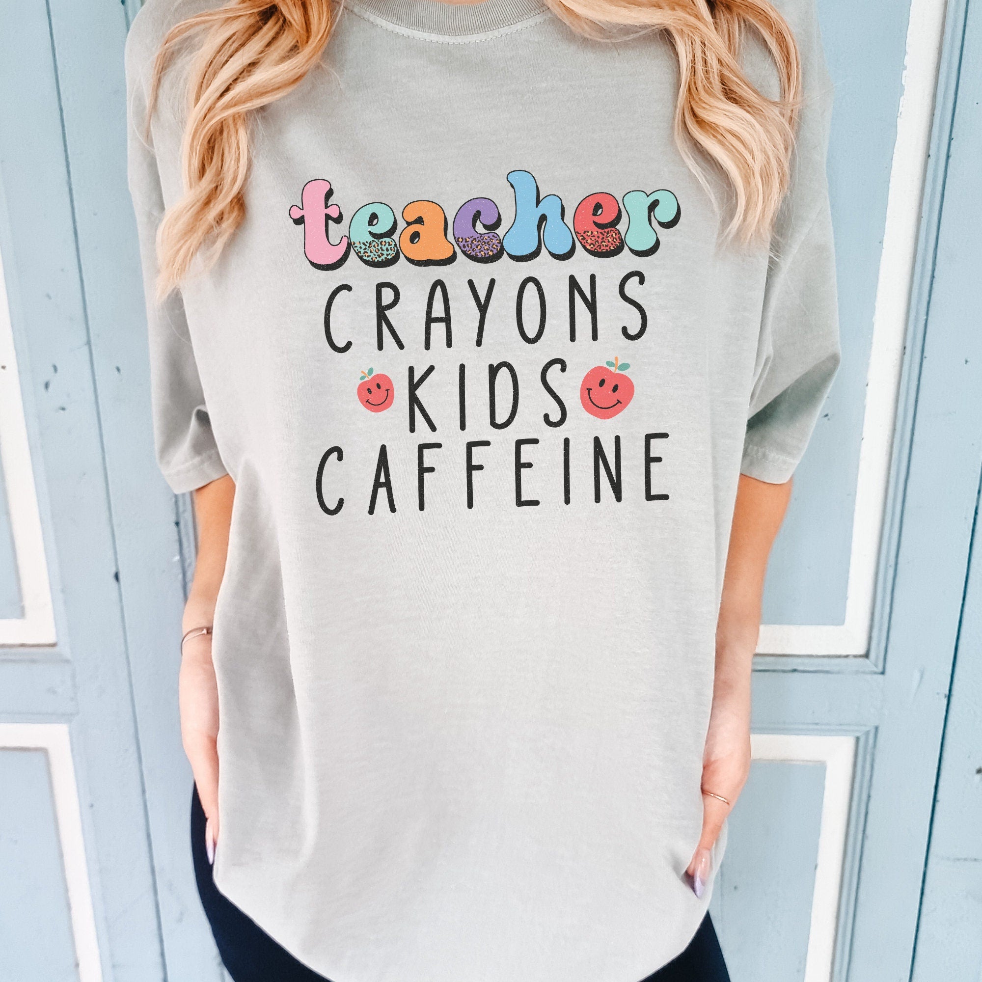 Teacher Crayons Kids Caffeine Teacher Shirt