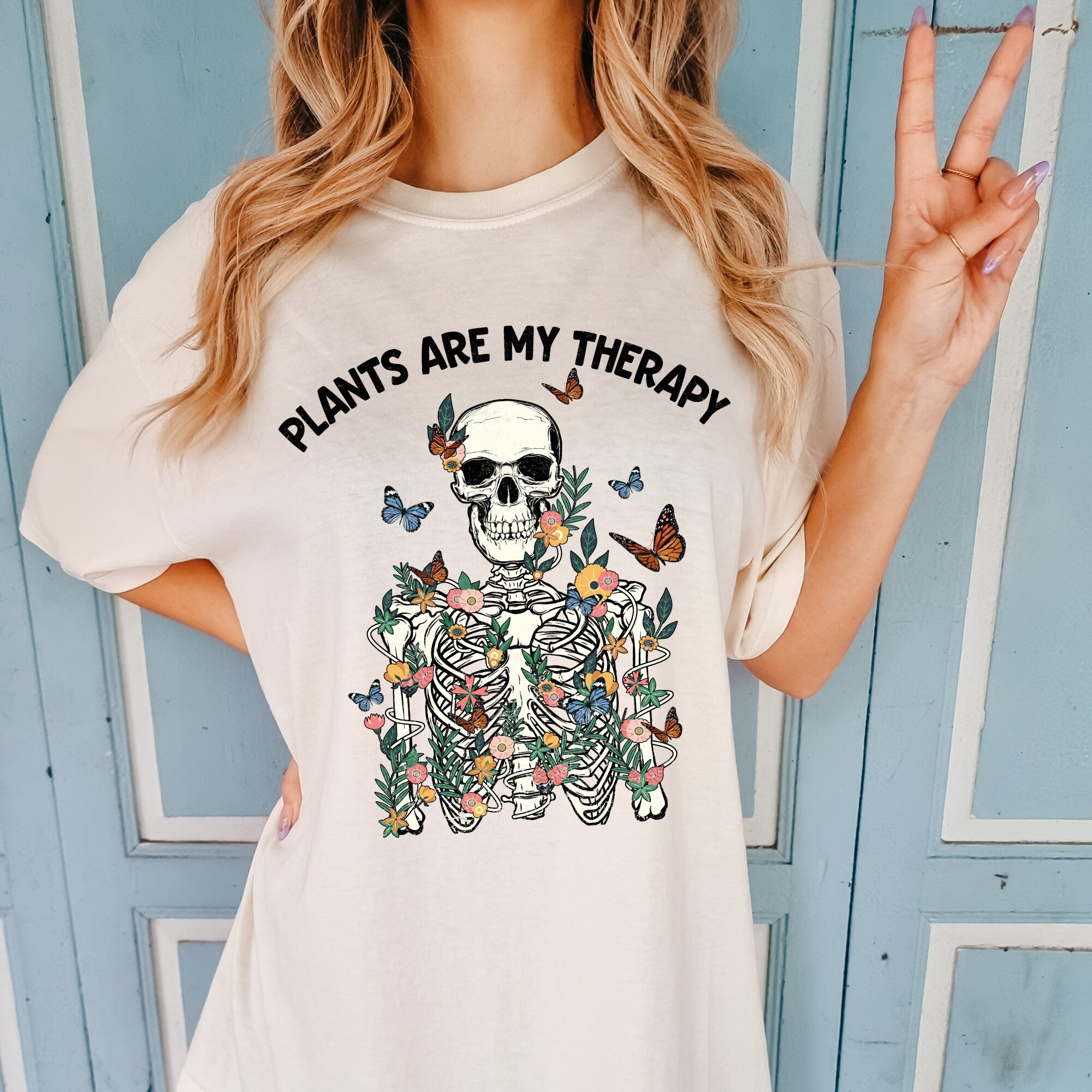 Plants Are My Therapy Skeleton Shirt
