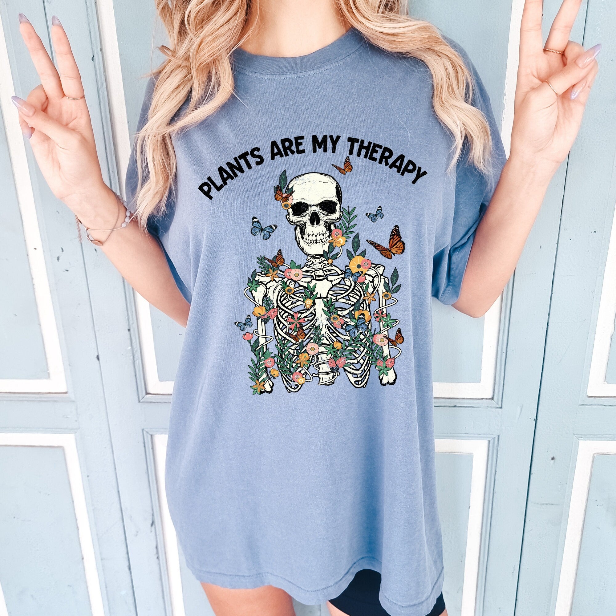Plants Are My Therapy Skeleton Shirt