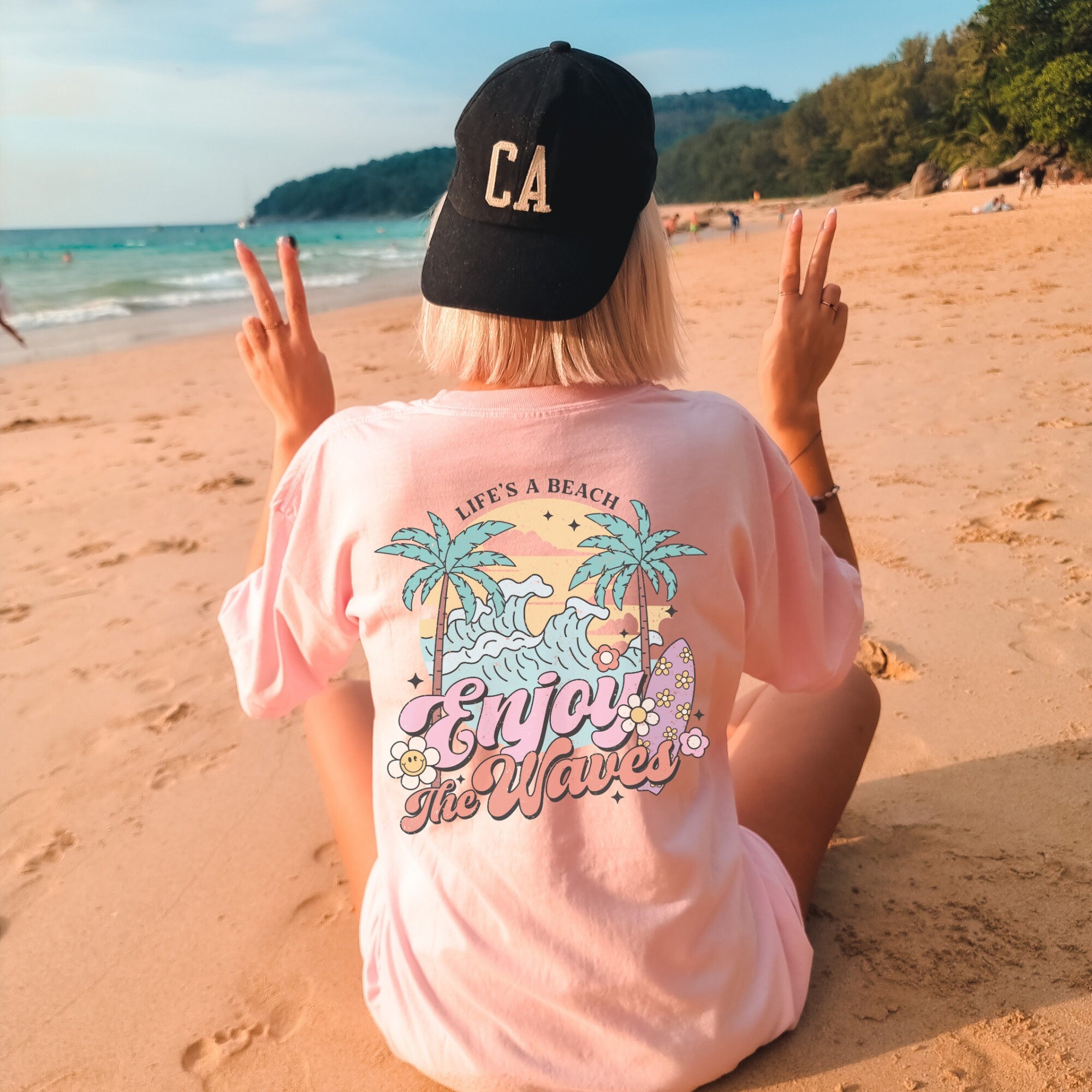 Enjoy the Waves Back Print Shirt