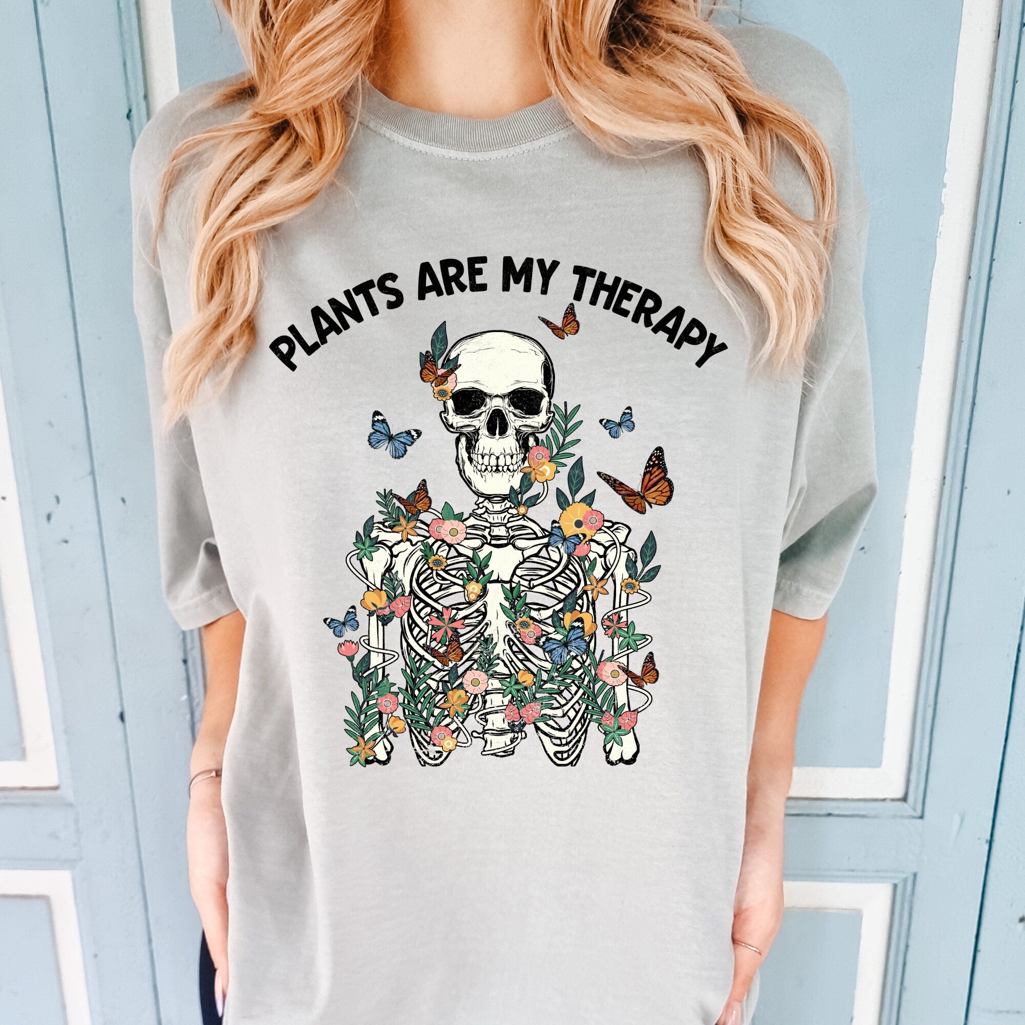 Plants Are My Therapy Skeleton Shirt
