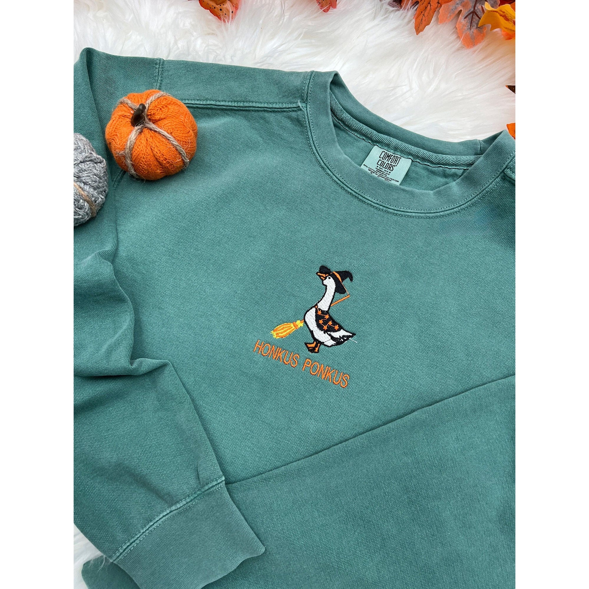 Honkus Ponkus Embroidered Sweatshirt – Funny Fall Goose Crewneck