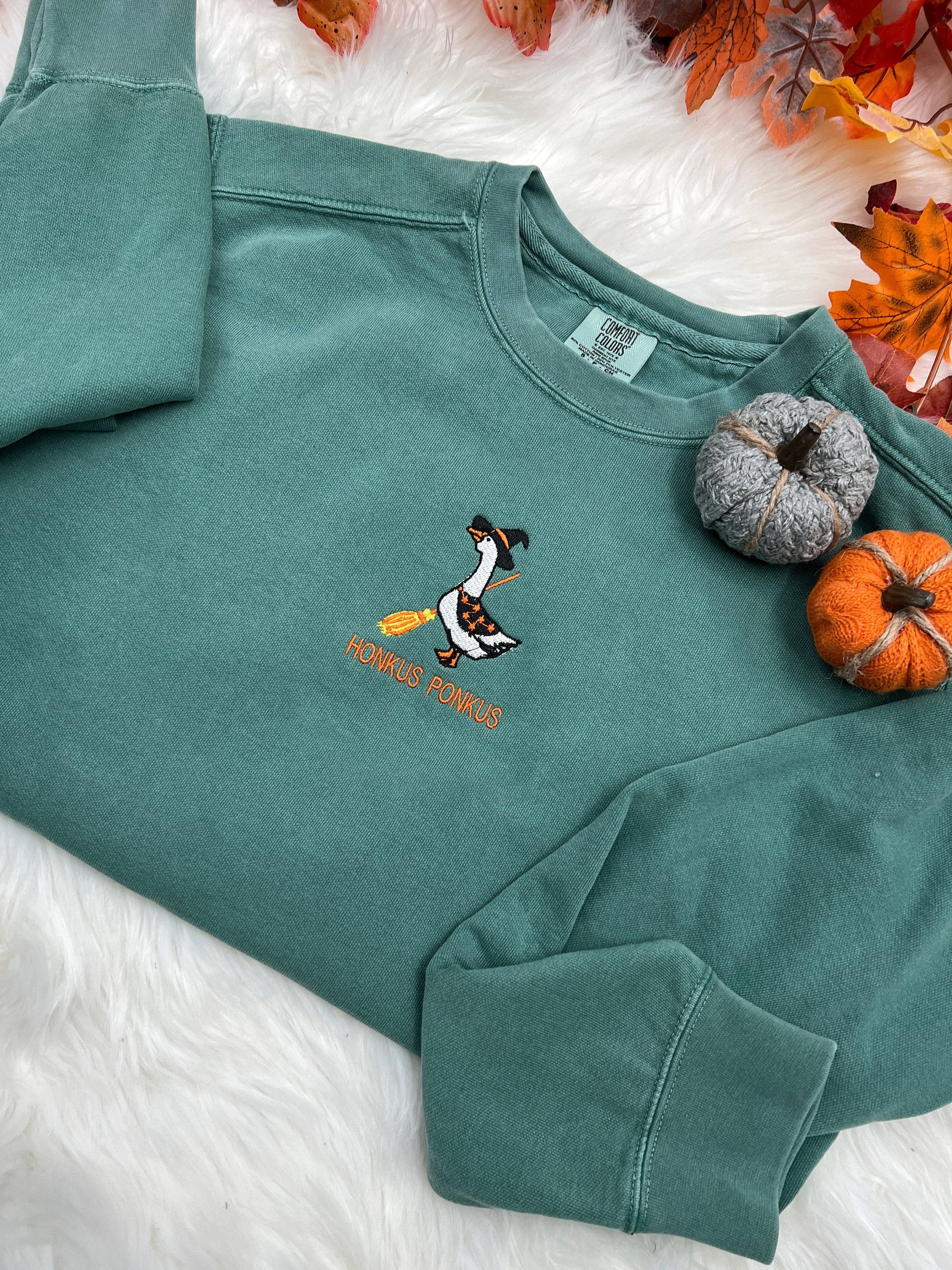 Honkus Ponkus Embroidered Sweatshirt – Funny Fall Goose Crewneck