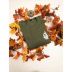Cute Ghost Embroidered Sweatshirt – Cozy Fall & Halloween Aesthetic Crewneck