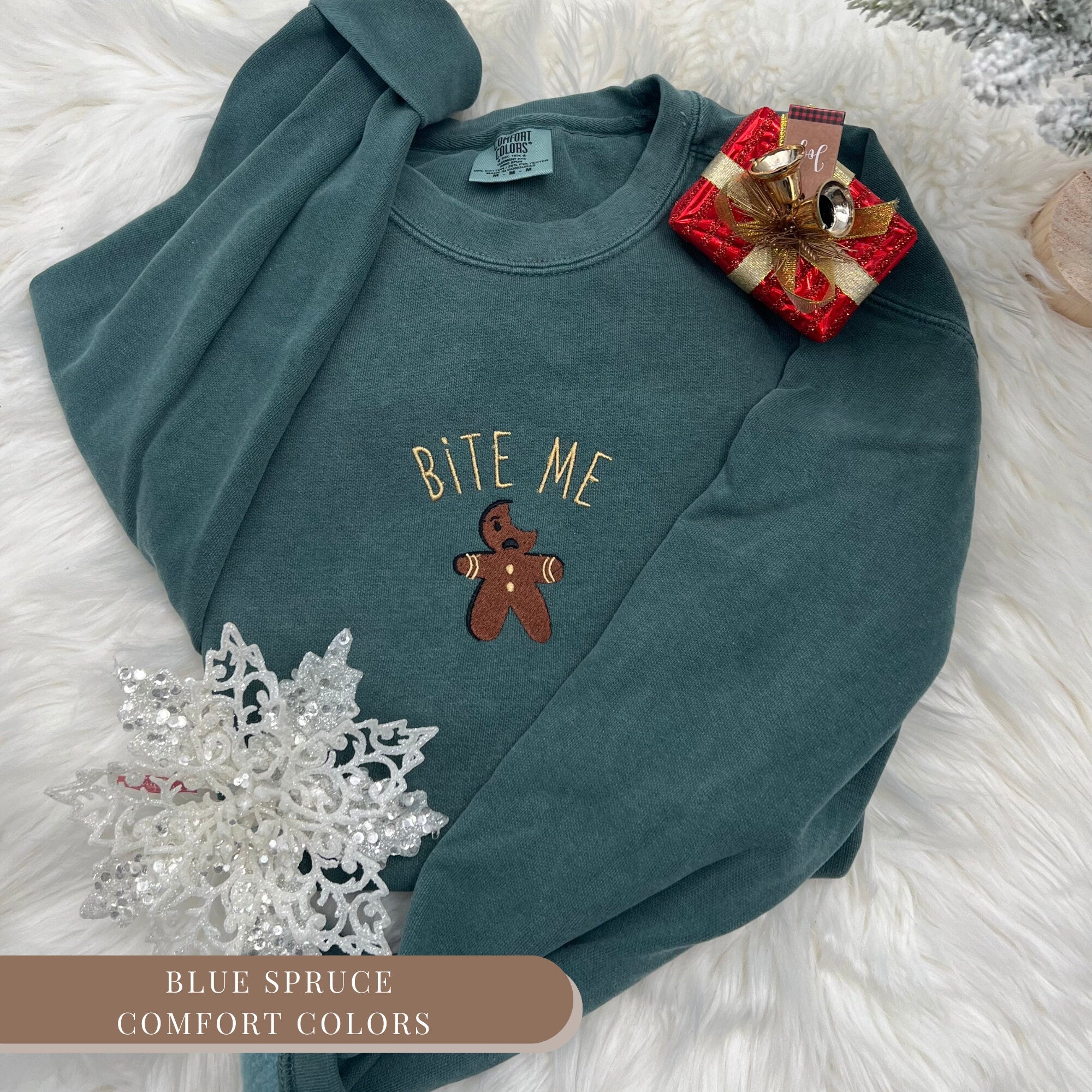 Bite Me Gingerbread Embroidered Sweatshirt