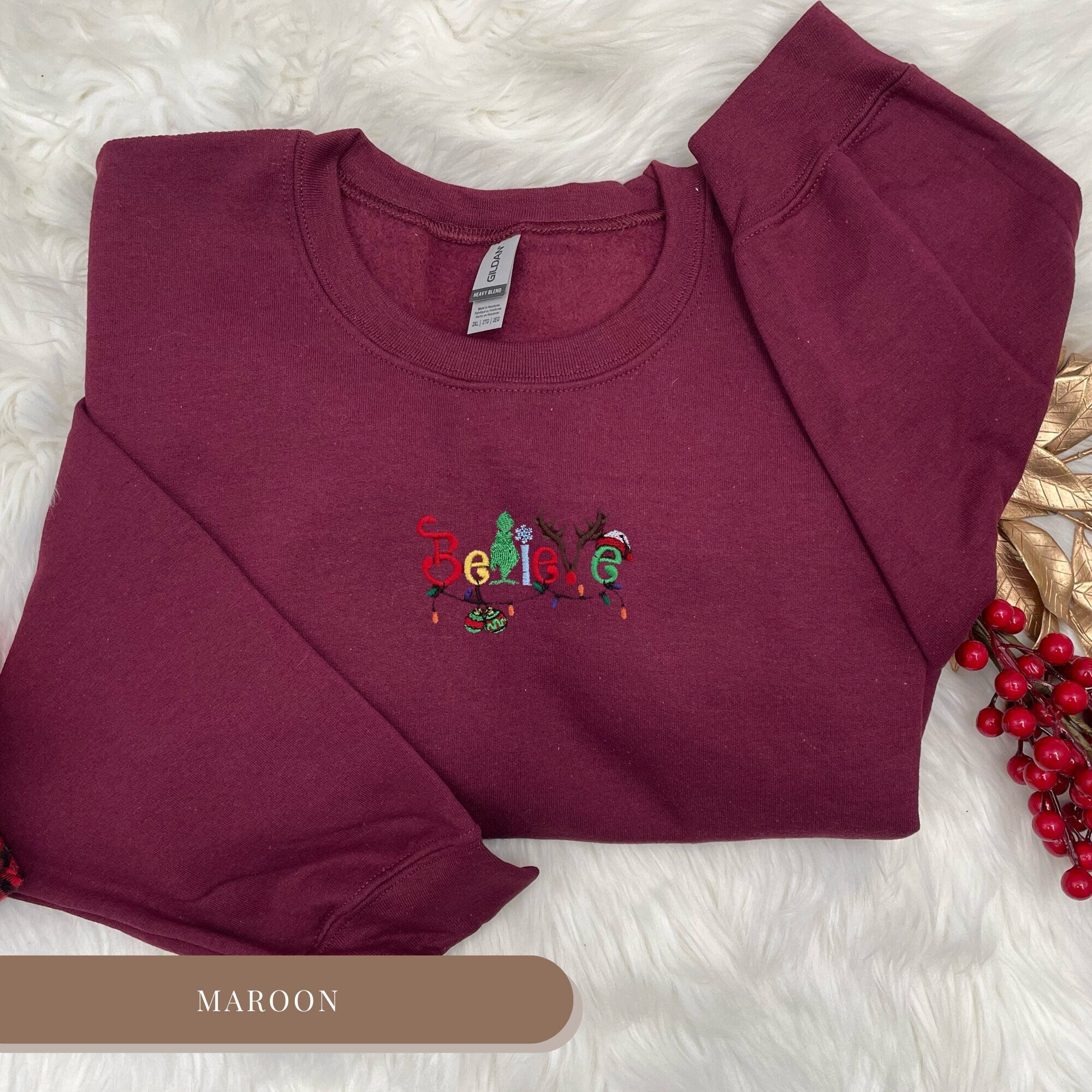 Embroidered Grinch Believe Sweatshirt