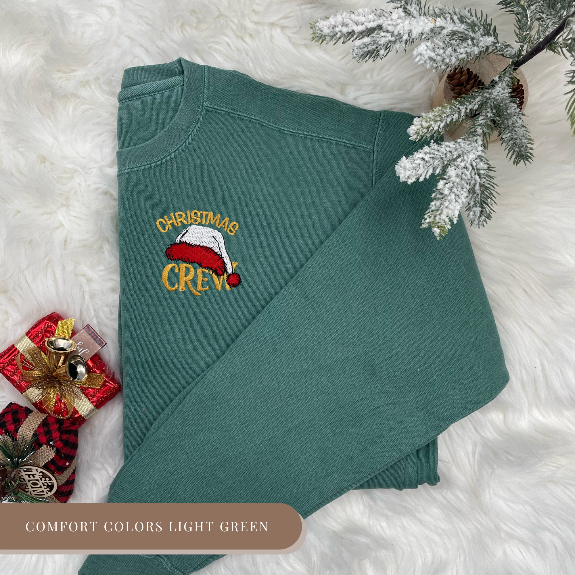 Embroidered Christmas Crew Sweatshirt