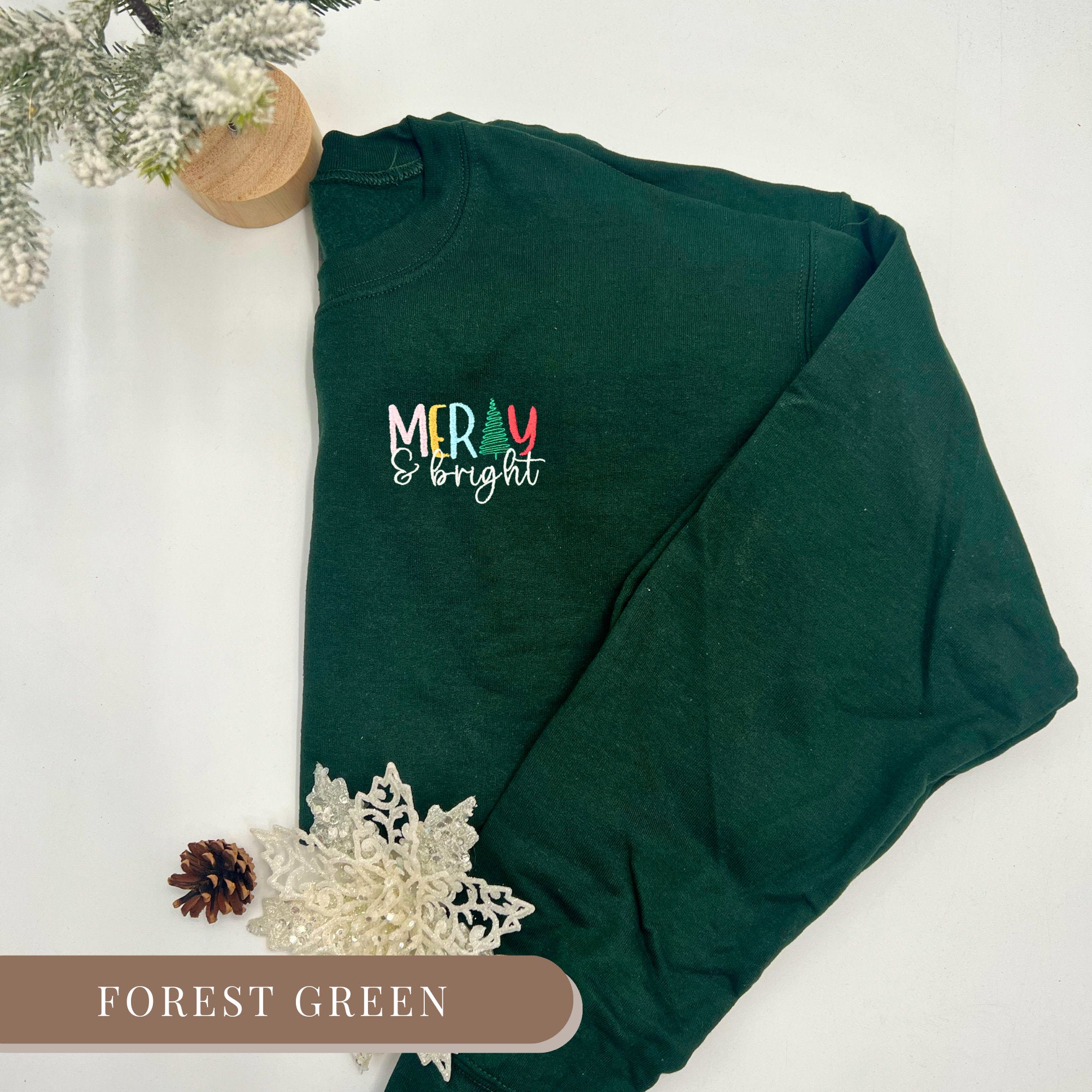 Embroidered Christmas Sweatshirt for Women - Festive Holiday Crewneck