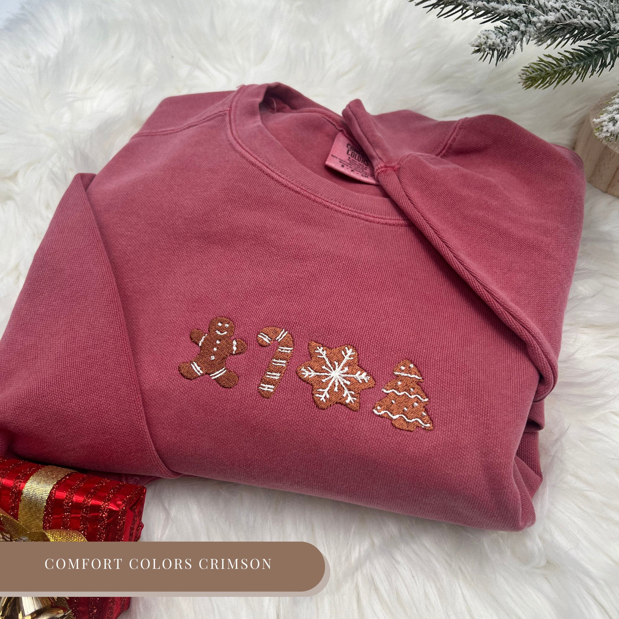 Christmas Gingerbread Sweatshirt - Embroidered Gingerbread Lover Gift