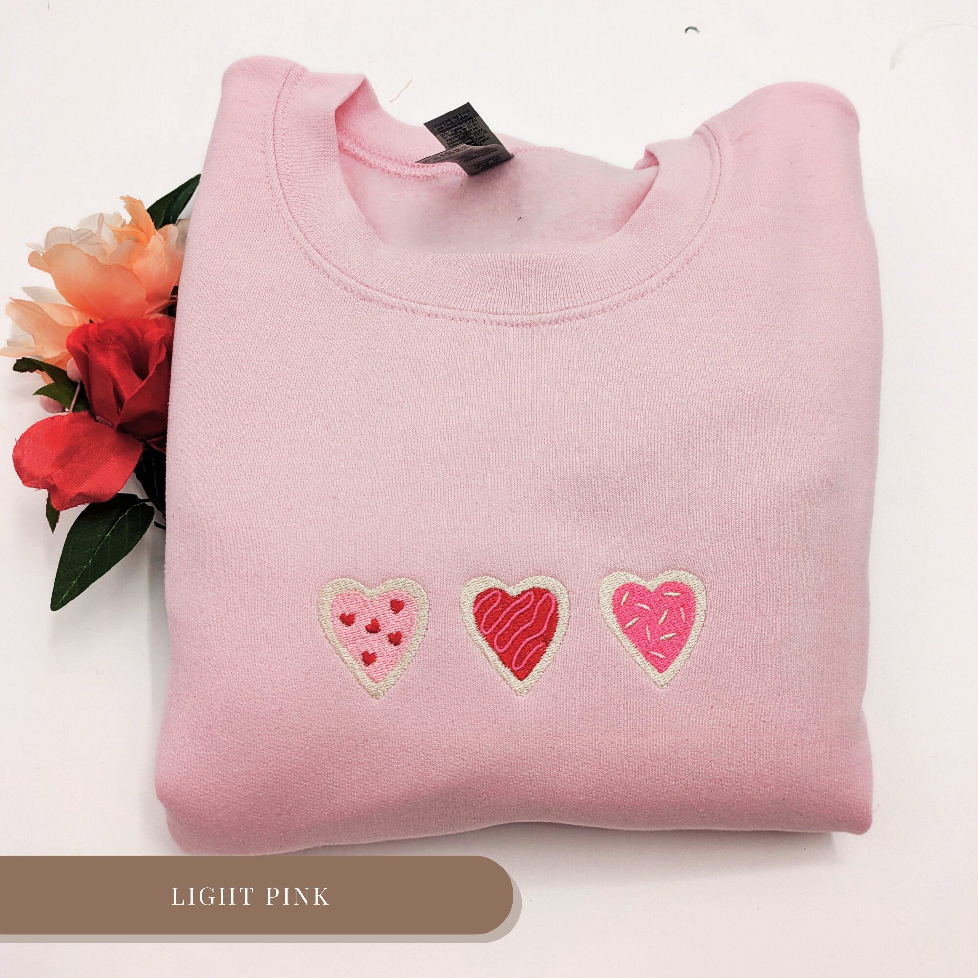 Valentines Day Sweatshirt with Embroidery Cookies and Gift Set