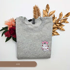 Valentine Ghost Embroidered Sweatshirt – Cute Love-Themed Spooky Crewneck