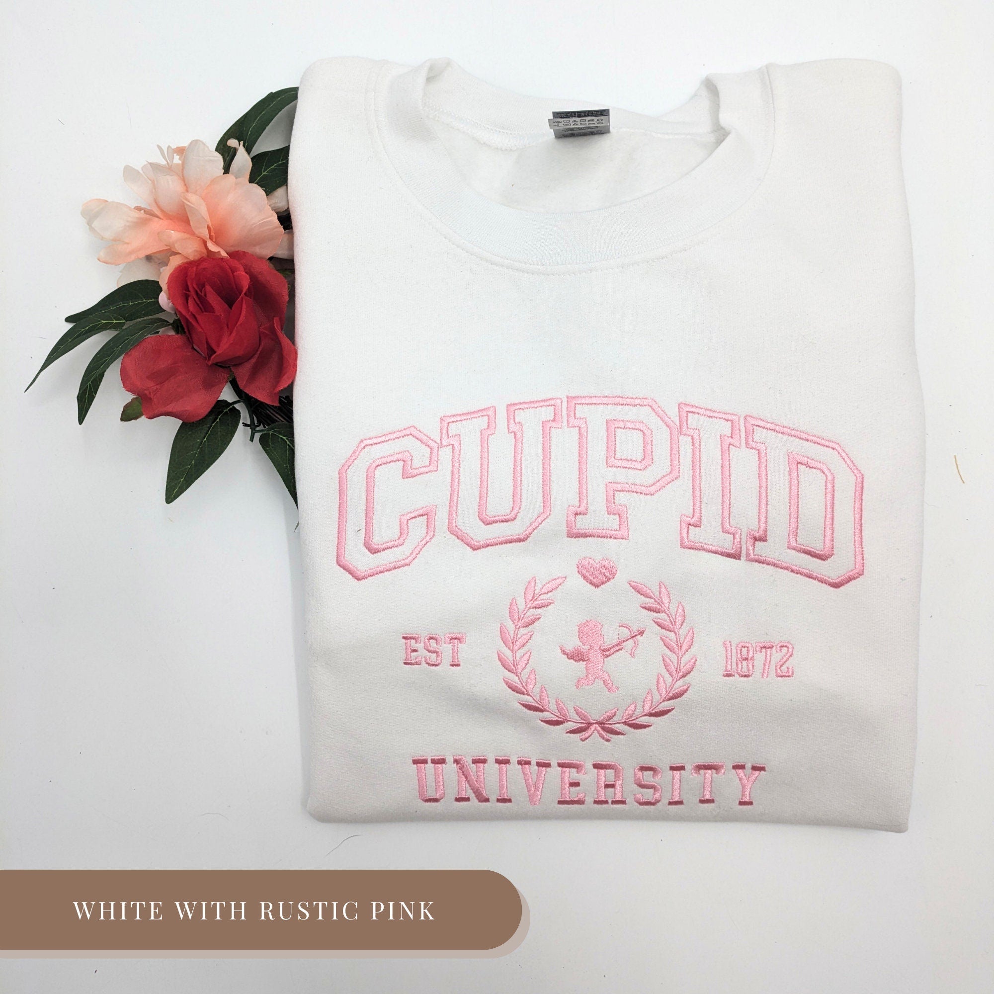 Valentines Sweatshirt - Embroidered Cupid Design for Funny Love Crewneck