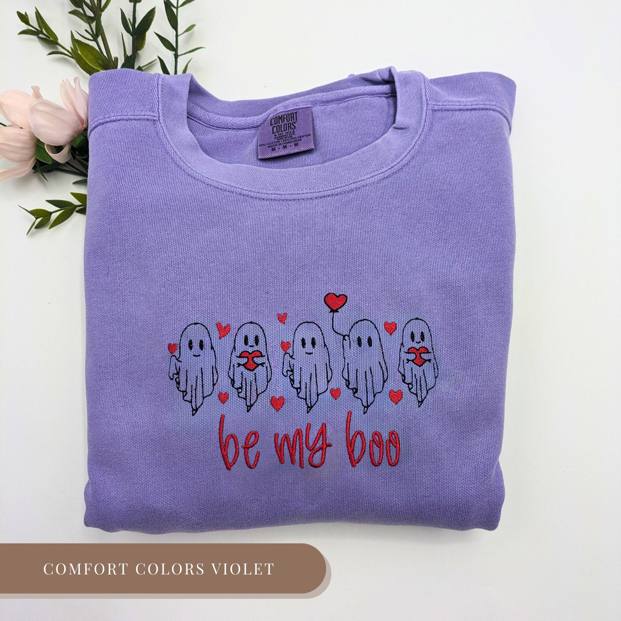 Valentine Sweatshirt - Embroidered Xoxo Boo Design - Womens Gift