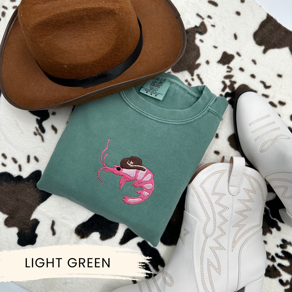 Cowboy Shrimp Embroidered Sweatshirt – Western Rodeo Crewneck