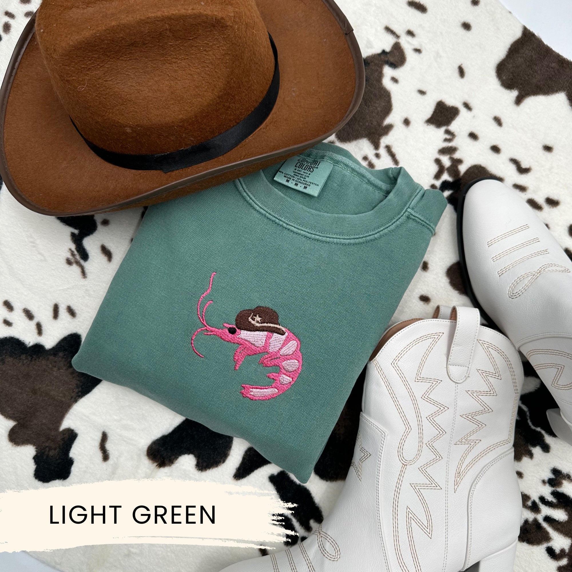 Cowboy Shrimp Embroidered Sweatshirt – Western Rodeo Crewneck