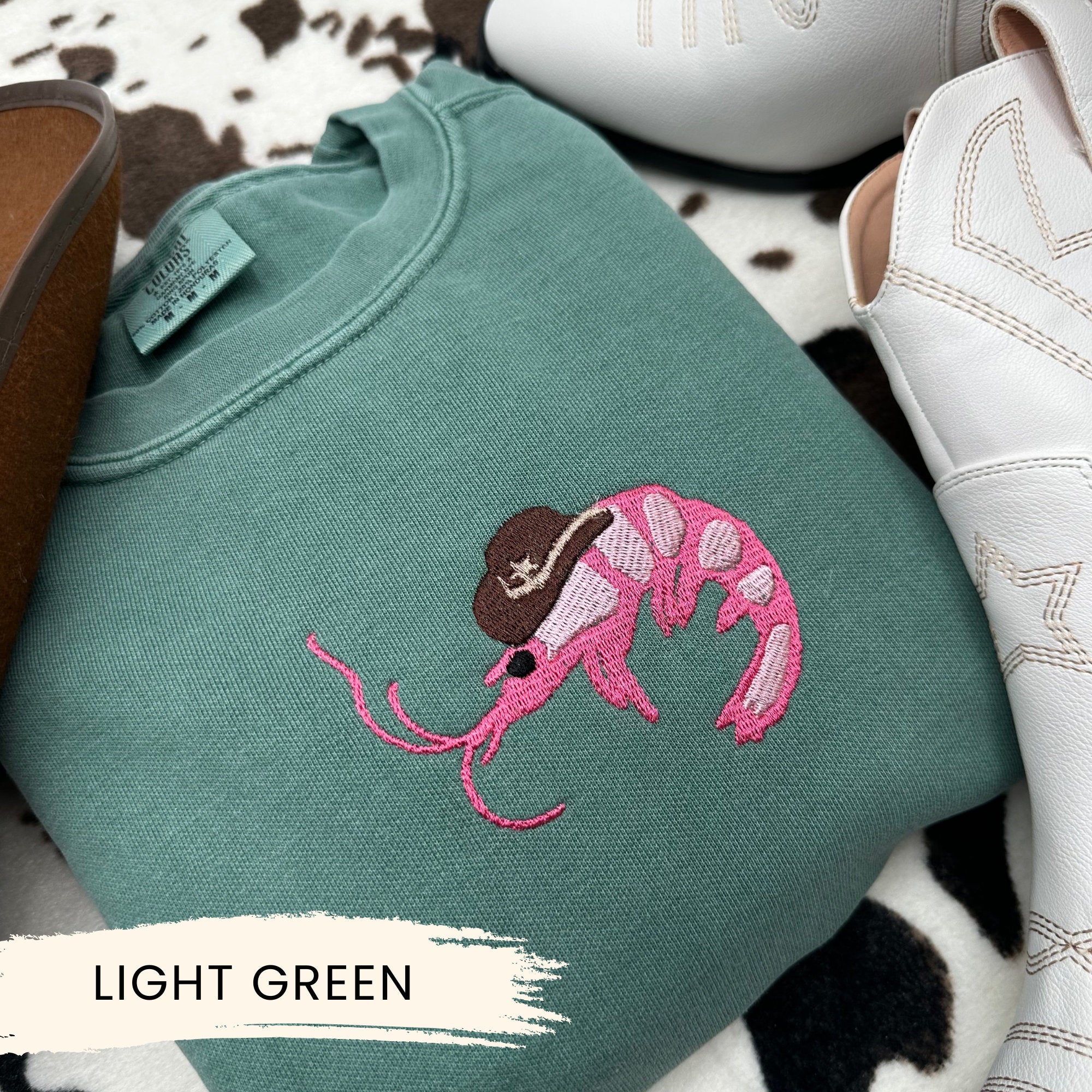 Cowboy Shrimp Embroidered Sweatshirt – Western Rodeo Crewneck
