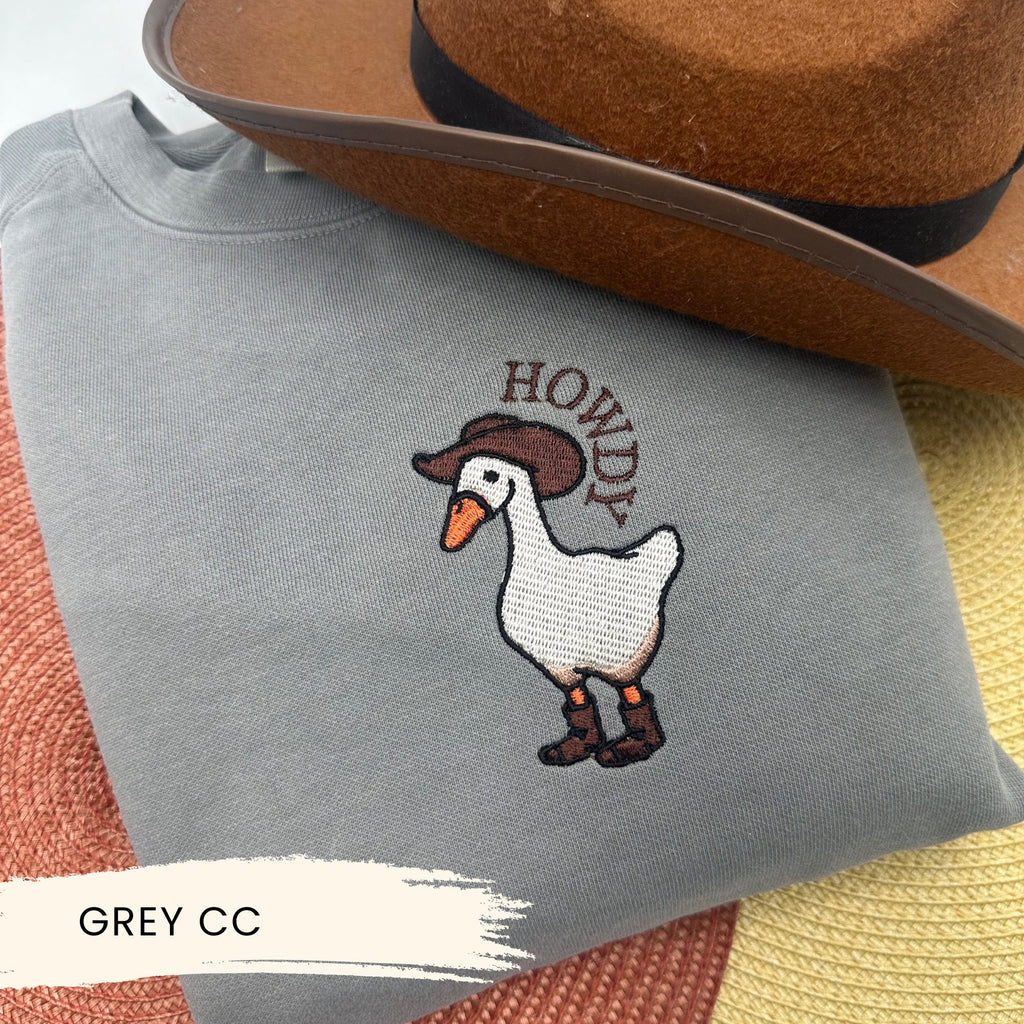 Embroidered Goose Sweatshirt - Funny Preppy Clothing