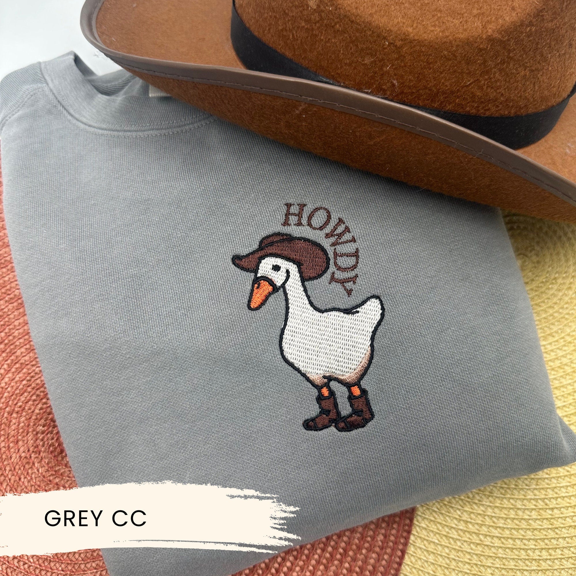 Embroidered Goose Sweatshirt - Funny Preppy Clothing
