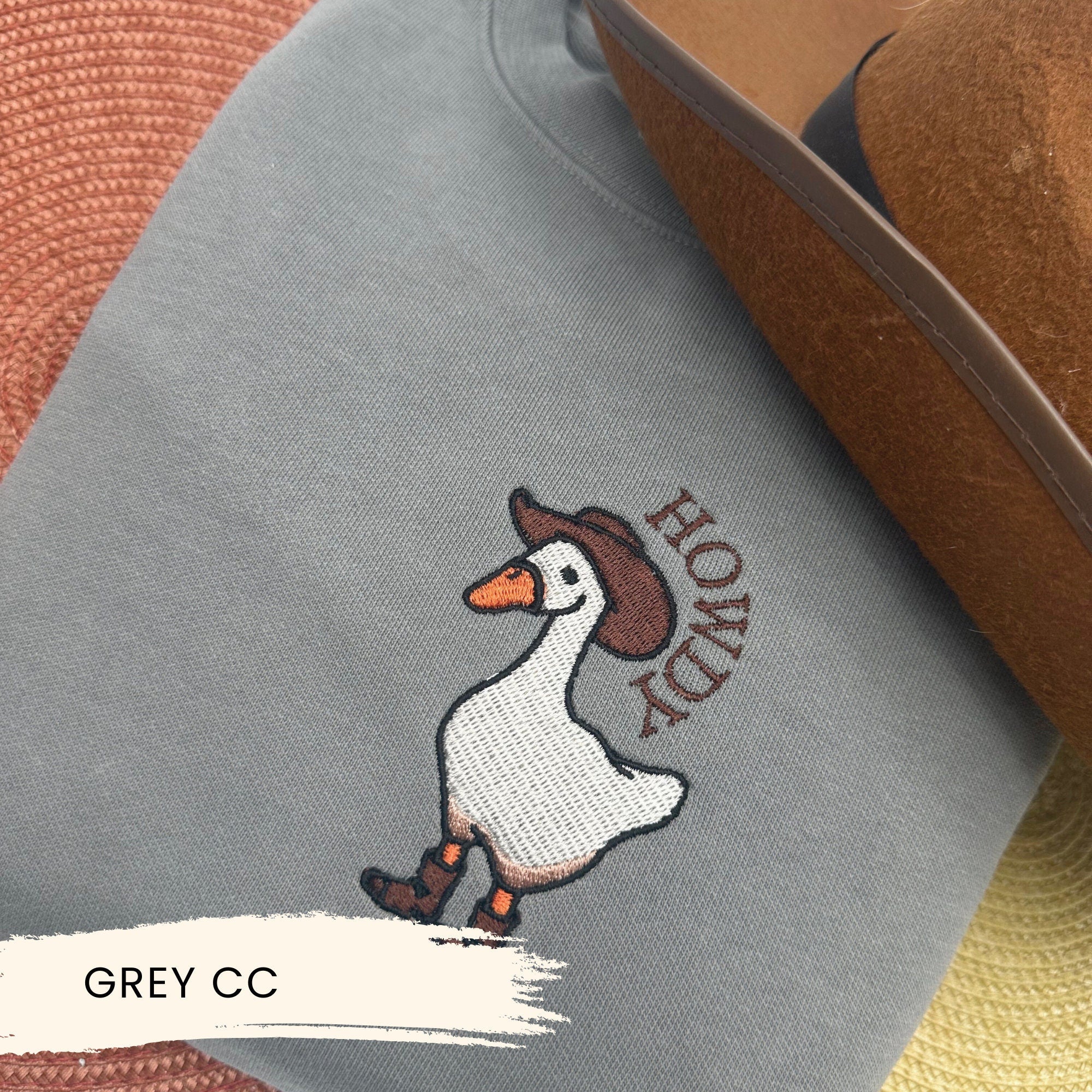 Embroidered Goose Sweatshirt - Funny Preppy Clothing